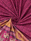Hand Block Printed Cotton Super King Size Bedsheet(270x 270) (Maroon Ele)