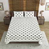 BLOCKS OF INDIA Hand Block Printed Cotton Super King Size Bedsheet(270 x 270) (BROWN SMALL ELE)