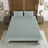 BLOCKS OF INDIA Hand Block Printed Cotton Super King Size Bedsheet(270 x 270) (DARK BLACK GAD BUTI)