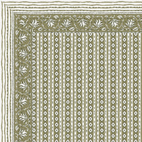 BLOCKS OF INDIA Hand Block Printed Cotton Super King Size Bedsheet(270 x 270) (GREEN LINE)