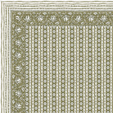 BLOCKS OF INDIA Hand Block Printed Cotton Super King Size Bedsheet(270 x 270) (GREEN LINE)