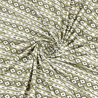 BLOCKS OF INDIA Hand Block Printed Cotton Super King Size Bedsheet(270 x 270) (GREEN LINE)