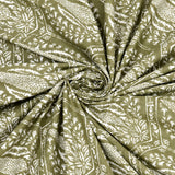 BLOCKS OF INDIA Hand Block Printed Cotton Super King Size Bedsheet(270 x 270) (GREEN PINE TREE)