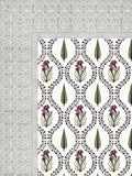 Hand Block Printed Cotton Super King Size Bedsheet(270x 270) (Green Pink Patti)