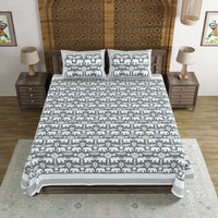 BLOCKS OF INDIA Hand Block Printed Cotton Super King Size Bedsheet(270 x 270) (GREY GAD ELE)