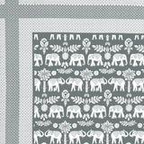 BLOCKS OF INDIA Hand Block Printed Cotton Super King Size Bedsheet(270 x 270) (GREY GAD ELE)