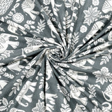 BLOCKS OF INDIA Hand Block Printed Cotton Super King Size Bedsheet(270 x 270) (GREY GAD ELE)