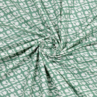 BLOCKS OF INDIA Hand Block Printed Cotton Super King Size Bedsheet(270 x 270) (LIGHT GREEN GAD BUTI)