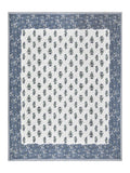 Hand Block Printed Cotton Super King Size Bedsheet(270x 270) (MUGHAL GAD BLUE)