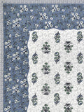 Hand Block Printed Cotton Super King Size Bedsheet(270x 270) (MUGHAL GAD BLUE)