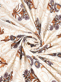 Hand Block Printed Cotton Super King Size Bedsheet(270x 270) (MUGHAL GAD BROWN )