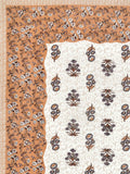 Hand Block Printed Cotton Super King Size Bedsheet(270x 270) (MUGHAL GAD BROWN )