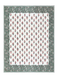 Hand Block Printed Cotton Super King Size Bedsheet(270x 270) (MUGHAL GAD GREEN)