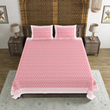 BLOCKS OF INDIA Hand Block Printed Cotton Super King Size Bedsheet(270 x 270) (PINK DOT)