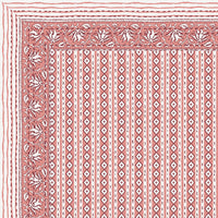 BLOCKS OF INDIA Hand Block Printed Cotton Super King Size Bedsheet(270 x 270) (PINK LINE)
