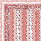 BLOCKS OF INDIA Hand Block Printed Cotton Super King Size Bedsheet(270 x 270) (PINK LINE)