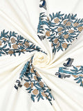 Hand Block Printed Cotton Super King Size Bedsheet(270x 270) (TREE OF LIFE YELLOW)