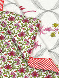Cotton Single Size Quilt Hand Block Print for Light Winters (150x225 cm) (Pink Tree)