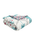 Cotton Single Size Quilt Hand Block Print for Light Winters (150x225 cm) (Turq Tree)