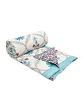 Cotton Single Size Quilt Hand Block Print for Light Winters (150x225 cm) (Turq Tree)