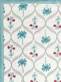 Cotton Single Size Quilt Hand Block Print for Light Winters (150x225 cm) (Turq Tree)