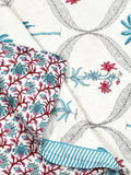 Cotton Single Size Quilt Hand Block Print for Light Winters (150x225 cm) (Turq Tree)