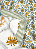 Cotton Single Size Quilt Hand Block Print for Light Winters (150x225 cm) (Yellow Tree)