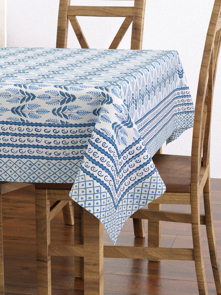 Pure Cotton Table Cloth Rajasthani Hand Block Printed (BLUE LEAF)