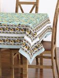 PURE COTTON RAJASTHANI HAND BLOCK PRINT SIX SEATER TABLE CLOTH (BLUE GAD BUTI)