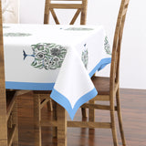 PURE COTTON RAJASTHANI HAND BLOCK PRINT SIX SEATER TABLE CLOTH (BLUE TOL)