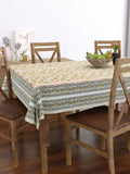 PURE COTTON RAJASTHANI HAND BLOCK PRINT SIX SEATER TABLE CLOTH (GREEN GAD BUTI)