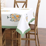 PURE COTTON RAJASTHANI HAND BLOCK PRINT SIX SEATER TABLE CLOTH (GREEN TOL)