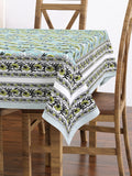 PURE COTTON RAJASTHANI HAND BLOCK PRINT SIX SEATER TABLE CLOTH (GREY GAD BUTI)