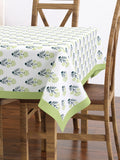 PURE COTTON RAJASTHANI HAND BLOCK PRINT SIX SEATER TABLE CLOTH (LIGHT GREEN BUTI)