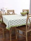 PURE COTTON RAJASTHANI HAND BLOCK PRINT SIX SEATER TABLE CLOTH (LIGHT GREEN BUTI)