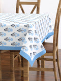 PURE COTTON RAJASTHANI HAND BLOCK PRINT SIX SEATER TABLE CLOTH (NAVY BUTI)