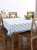 PURE COTTON RAJASTHANI HAND BLOCK PRINT SIX SEATER TABLE CLOTH (NAVY BUTI)