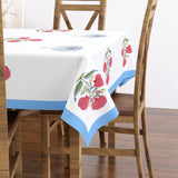 PURE COTTON RAJASTHANI HAND BLOCK PRINT SIX SEATER TABLE CLOTH (OPEN BLUE MOTIF)