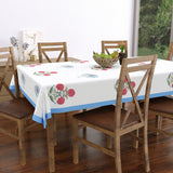 PURE COTTON RAJASTHANI HAND BLOCK PRINT SIX SEATER TABLE CLOTH (OPEN BLUE MOTIF)