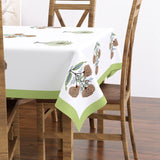 PURE COTTON RAJASTHANI HAND BLOCK PRINT SIX SEATER TABLE CLOTH (OPEN GREEN MOTIFS)