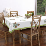 PURE COTTON RAJASTHANI HAND BLOCK PRINT SIX SEATER TABLE CLOTH (OPEN GREEN MOTIFS)