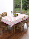 PURE COTTON RAJASTHANI HAND BLOCK PRINT SIX SEATER TABLE CLOTH (PINK BUTI)