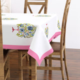 PURE COTTON RAJASTHANI HAND BLOCK PRINT SIX SEATER TABLE CLOTH (PINK TOL)