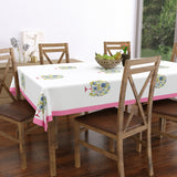 PURE COTTON RAJASTHANI HAND BLOCK PRINT SIX SEATER TABLE CLOTH (PINK TOL)