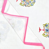 PURE COTTON RAJASTHANI HAND BLOCK PRINT SIX SEATER TABLE CLOTH (PINK TOL)