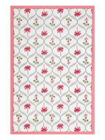 PURE COTTON RAJASTHANI HAND BLOCK PRINT SIX SEATER TABLE CLOTH (PINK TREE)