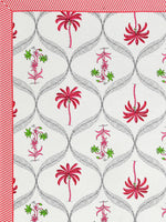 PURE COTTON RAJASTHANI HAND BLOCK PRINT SIX SEATER TABLE CLOTH (PINK TREE)