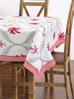 PURE COTTON RAJASTHANI HAND BLOCK PRINT SIX SEATER TABLE CLOTH (PINK TREE)