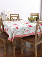 PURE COTTON RAJASTHANI HAND BLOCK PRINT SIX SEATER TABLE CLOTH (PINK TREE)