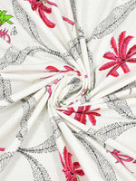 PURE COTTON RAJASTHANI HAND BLOCK PRINT SIX SEATER TABLE CLOTH (PINK TREE)